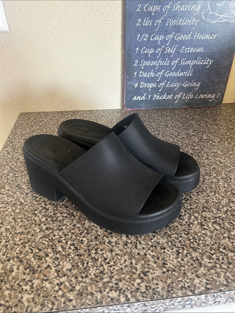 CROCS Black Platform Slide Mules